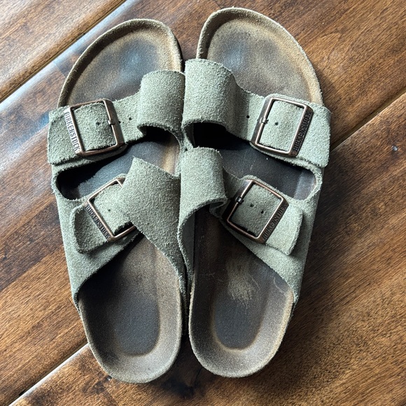 Birkenstock Olive Suede Double-Buckle Sandals - Picture 2 of 7